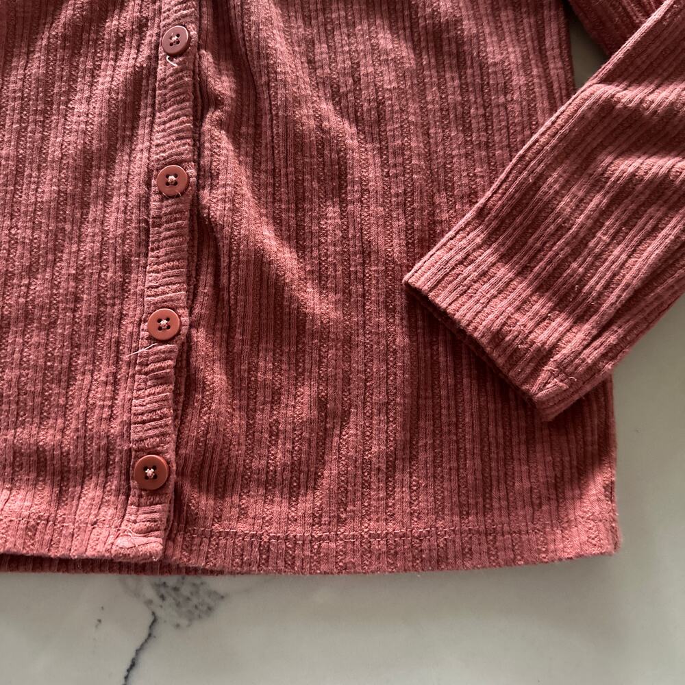 Cotton On Rust Ribbed Button-Down Cardigan - Size 6 - Picture 3 of 4